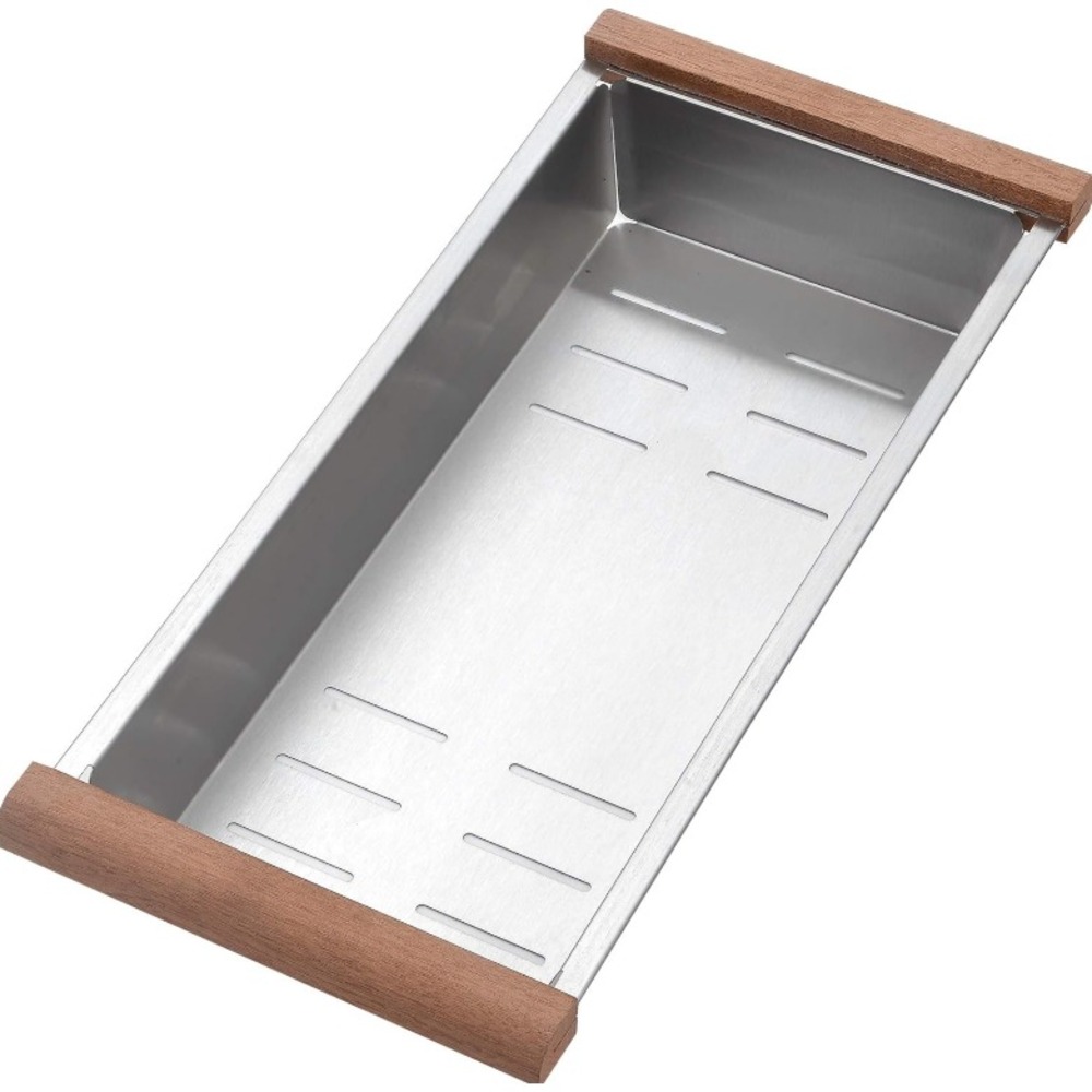Stainless Steel Drip Tray with Wooden Handles for Sink or Countertop